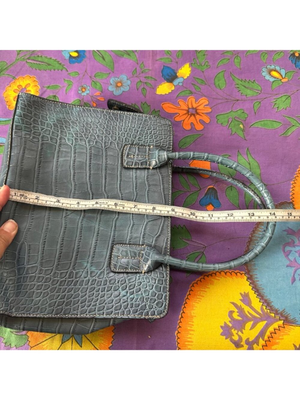 Tommy Hilfiger Vintage Y2K faux leather blue snake skin hand bag purse - Picture 9 of 11